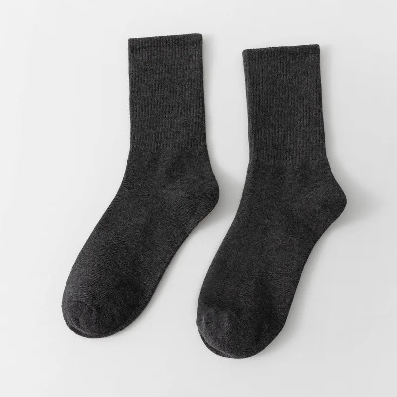 1 Pair Unisex Solid Color Breathable Cotton Socks