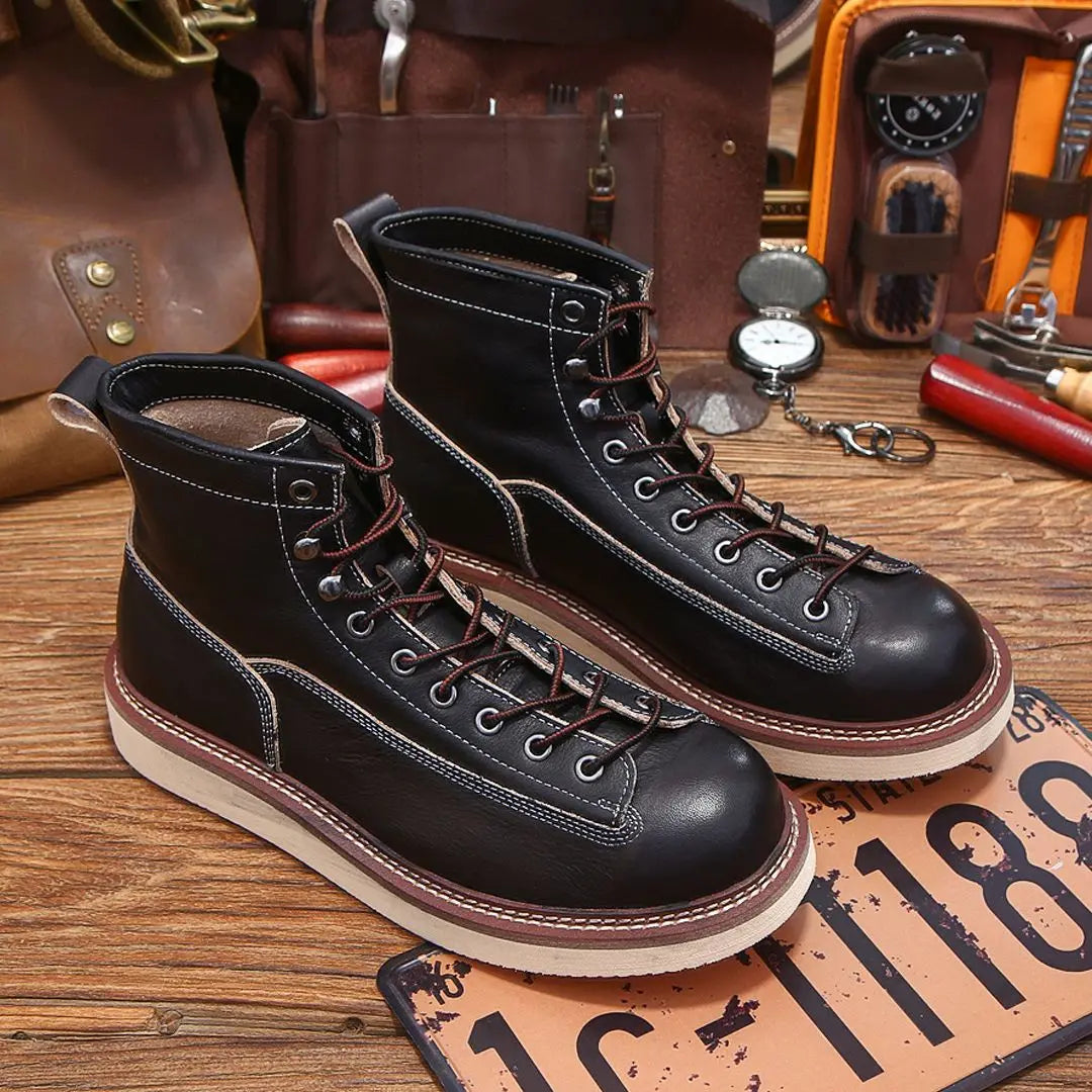 Retro Durable Stitchdown Rugged Style Boots - Genuine Leather