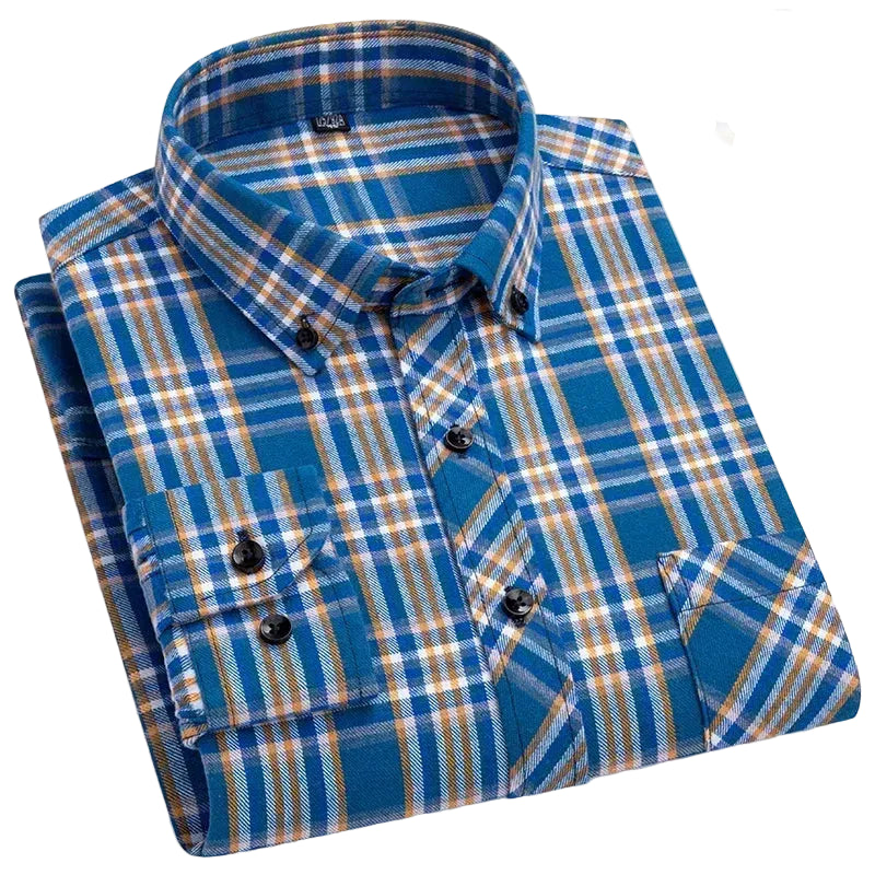 Men's Thick Flannel Plaid Shirts - Pure Cotton