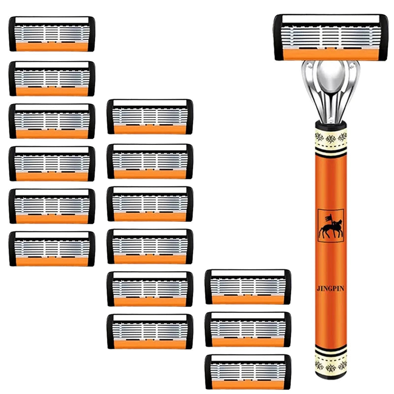 6 Layer Safety Razor Set For Men Stainless Steel Changeable Head Razor