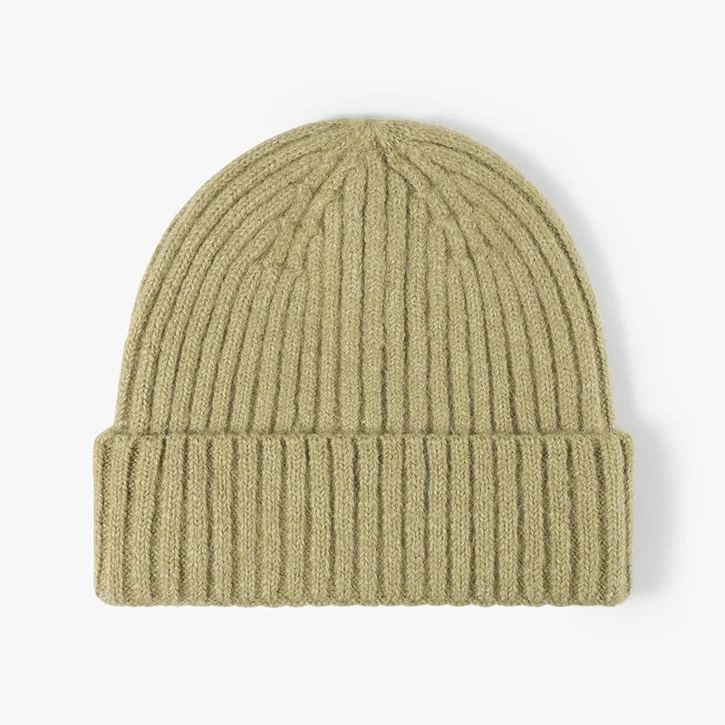 Thick Wool Beanie Hat - Warm Knitted Cap