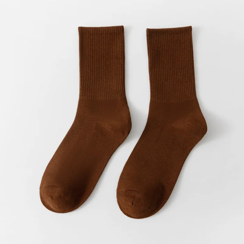 1 Pair Unisex Solid Color Breathable Cotton Socks