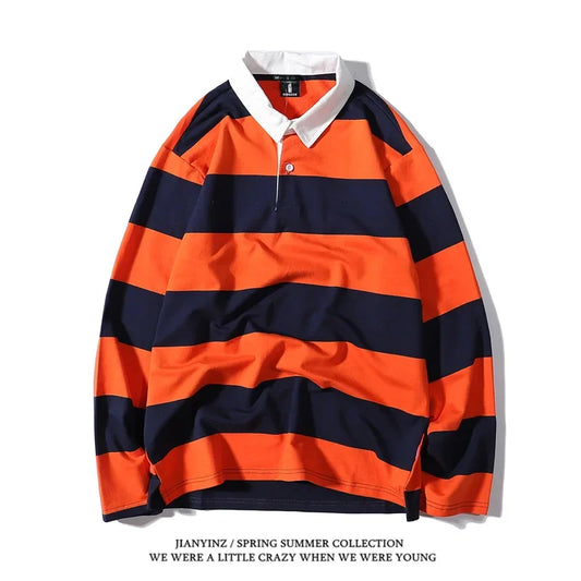 Striped Men's Rugby Polo Shirt