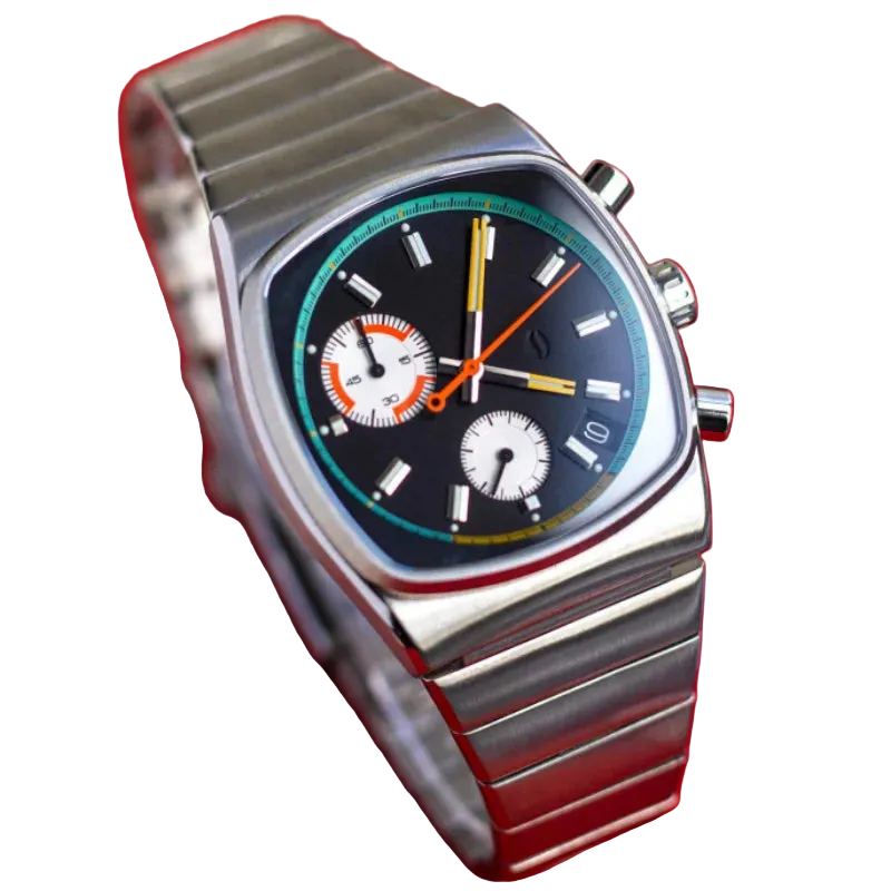 Square Sports Watch For Men Stainless Steel Strap Quartz Movement