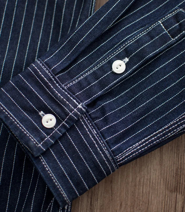 12.5oz Heavyweight American Vintage Casual Wabash Indigo Denim Shirts for Men - 100% Cotton