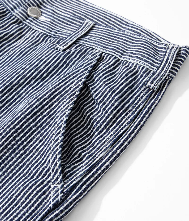 American Vintage Wabash Raw Denim Railroad Worker Jeans - Striped Work Pants