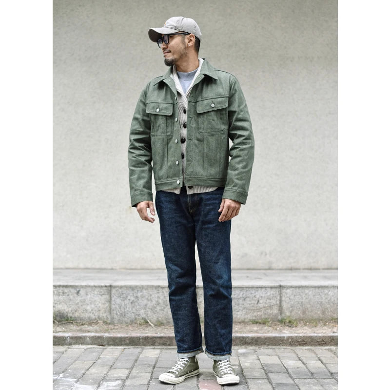 14 Oz Men's Vulcanized Green Selvedge Sanforized Denim Jacket