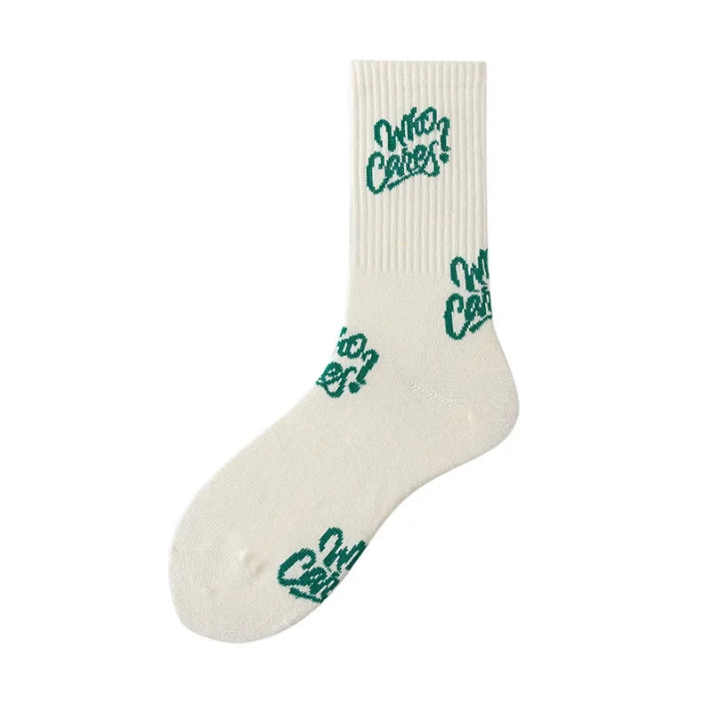 Green Japanese Cotton Mid Tube Socks