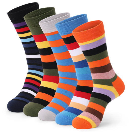 Men's Colorful Striped Dress Socks - 5 Pack