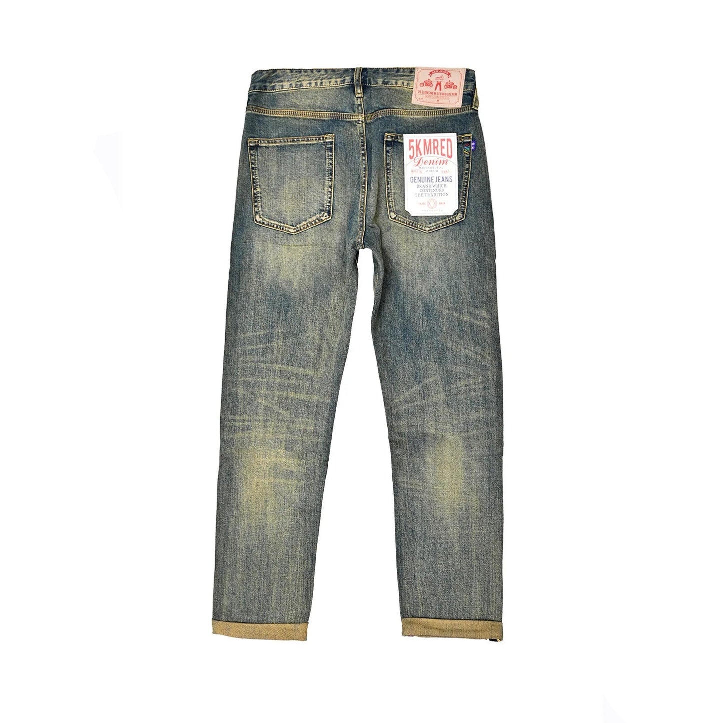 Men's Selvedge Raw Denim Jeans 66 MODE Fit 13 OZ with Silver-Plated Buttons