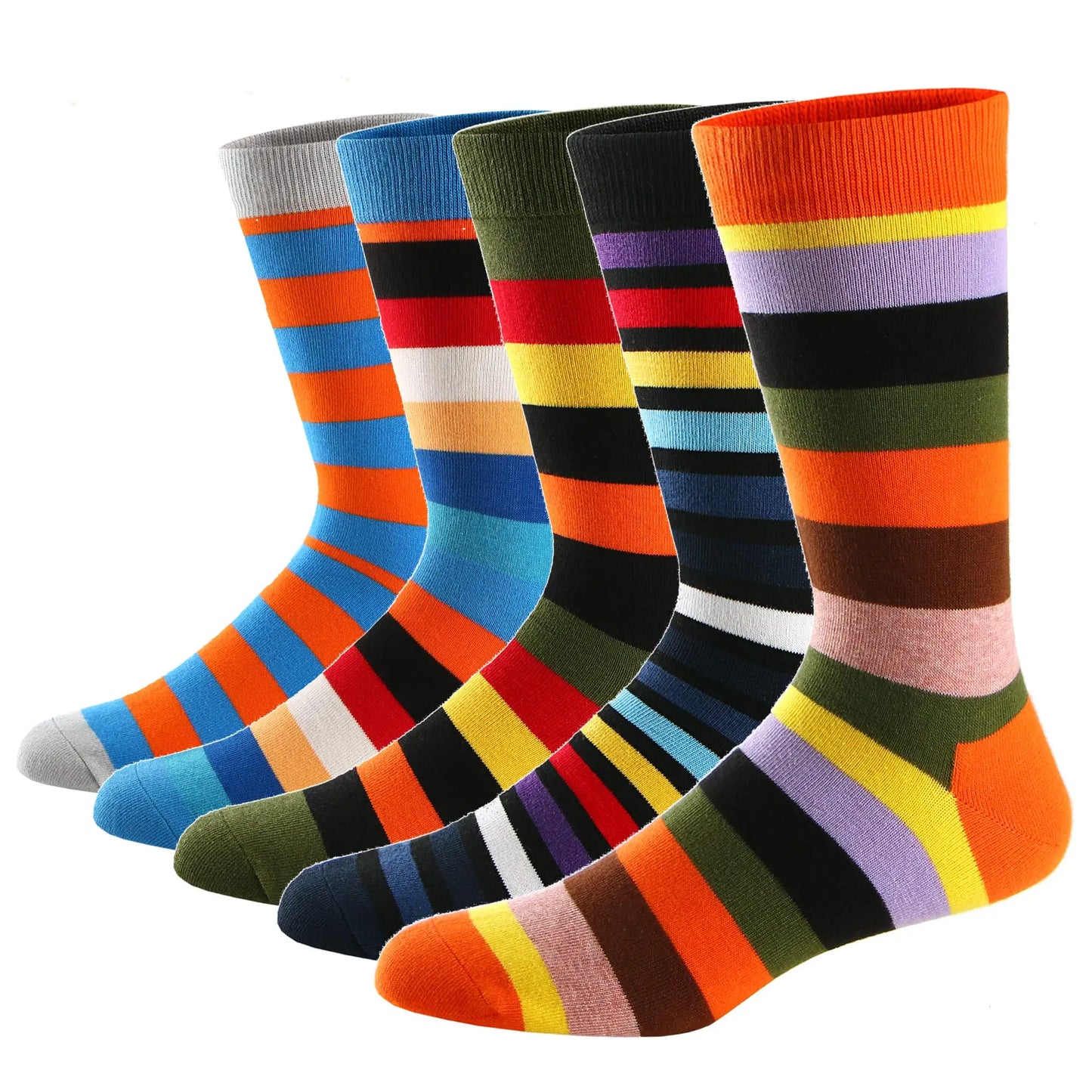 Men's Colorful Striped Dress Socks - 5 Pack