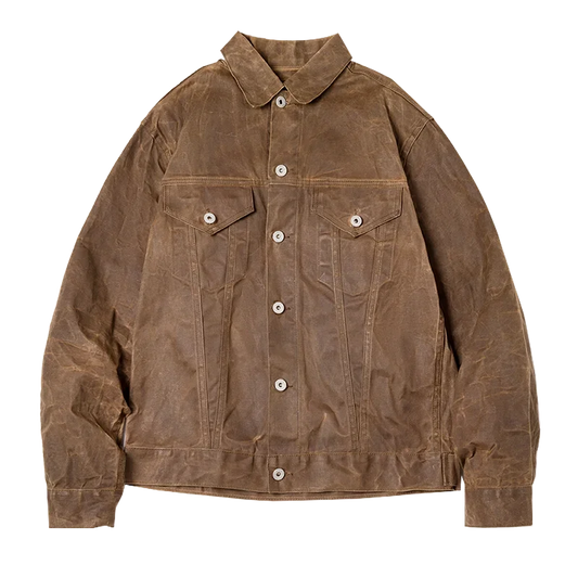 Men's Oil Waxed Canvas Jacket - Military Style