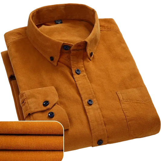 100% Cotton Men's Corduroy Long Sleeve Shirt