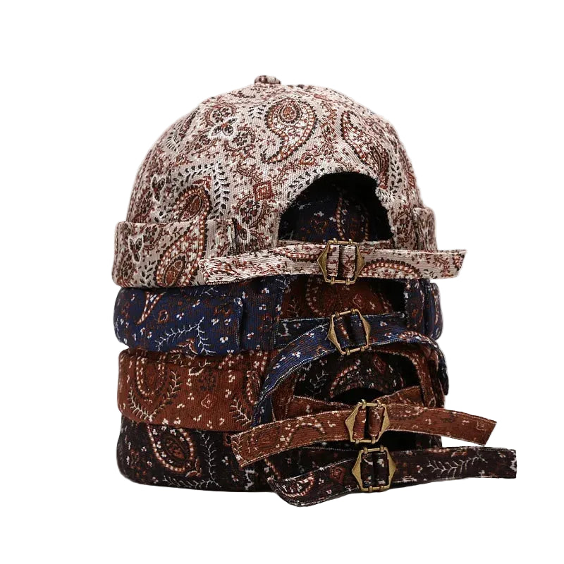 Cotton Paisley Brimless Docker Caps