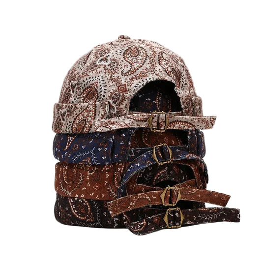 Cotton Paisley Brimless Docker Caps