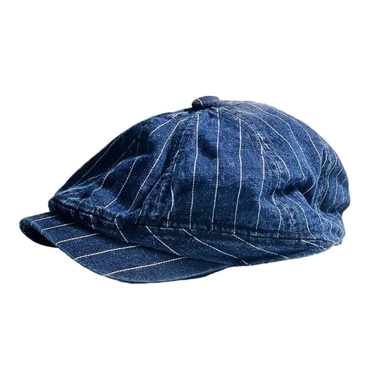 Striped Japanese Retro Washed Denim Hat