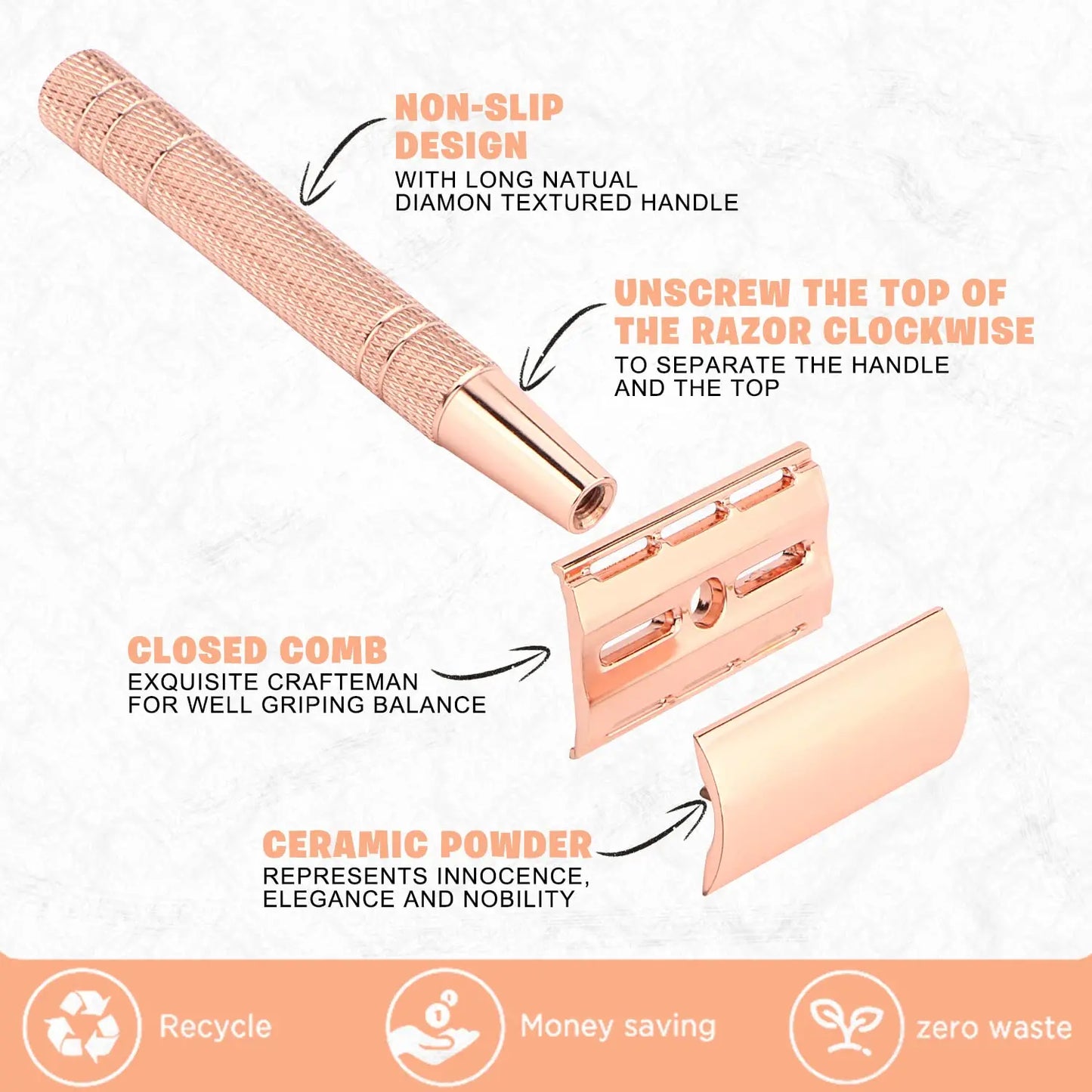 Reusable Double Edge Safety Razor 10 Blades for Men Metal DE Razor