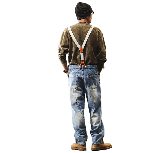 Men's Denim Overalls With Adjustable Straps