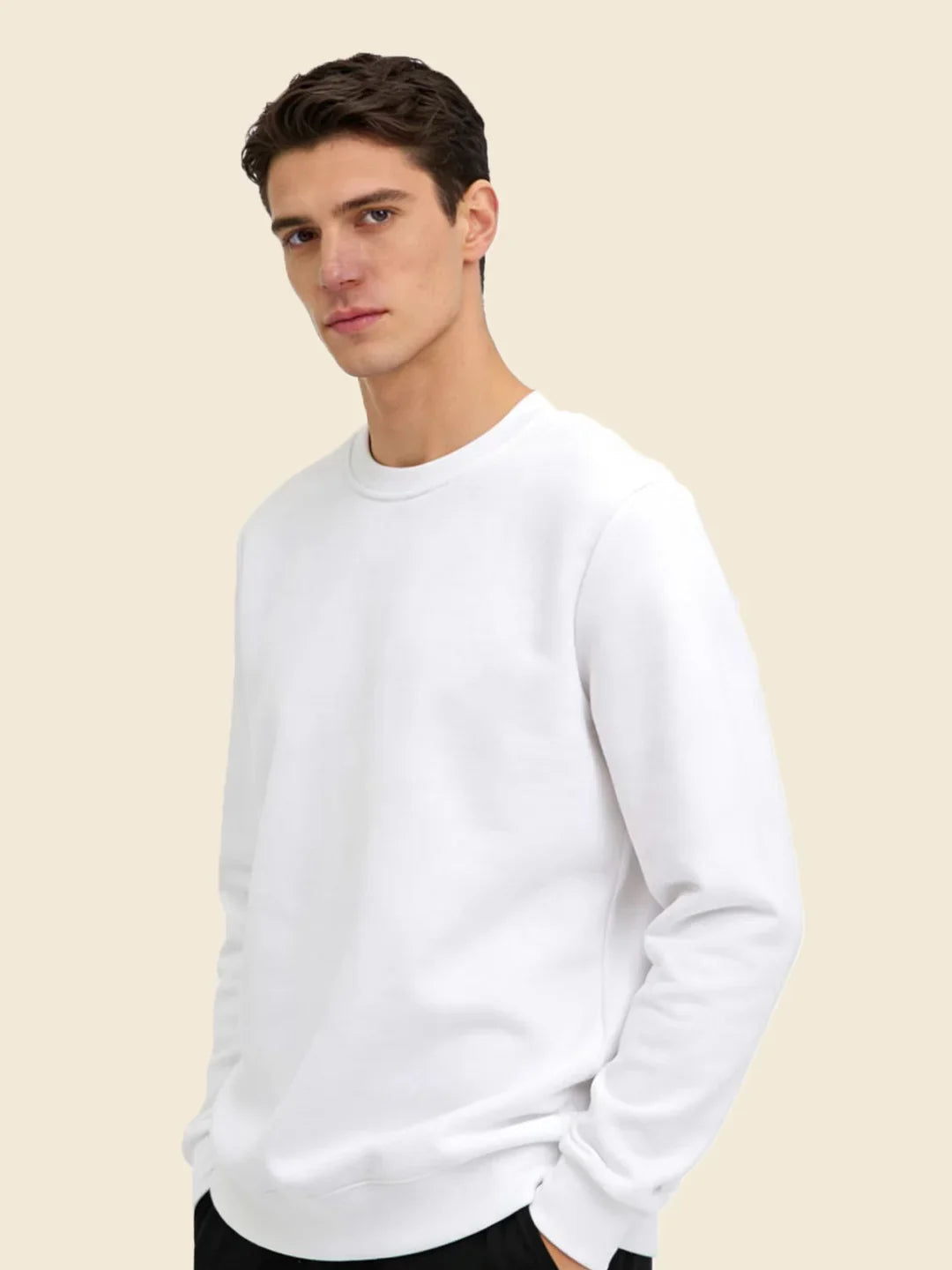 Men's Crew Neck Sweatshirts Solid Color Outdoor Casual Daily Long Sleeve Pullover Hoodie Man Sportswear