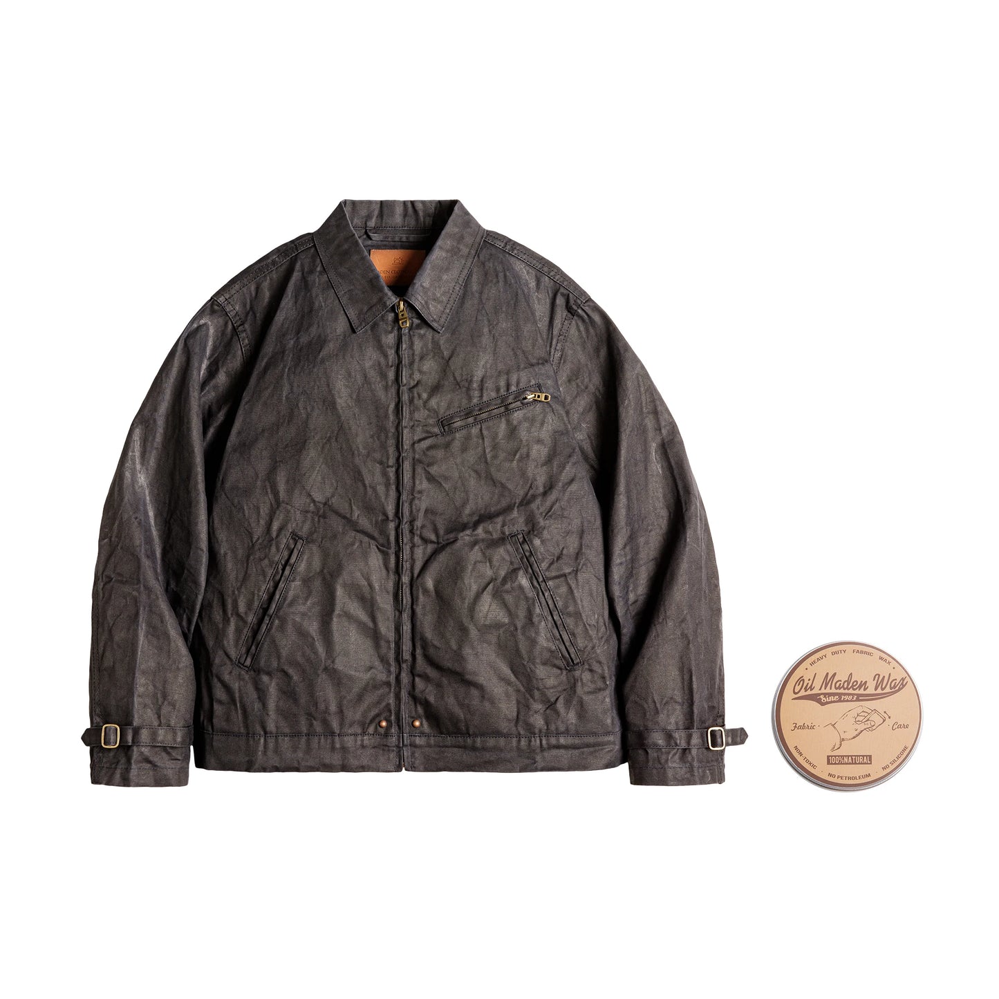 Men's Vintage Waxed Canvas Jacket With Lapel - Slim Fit