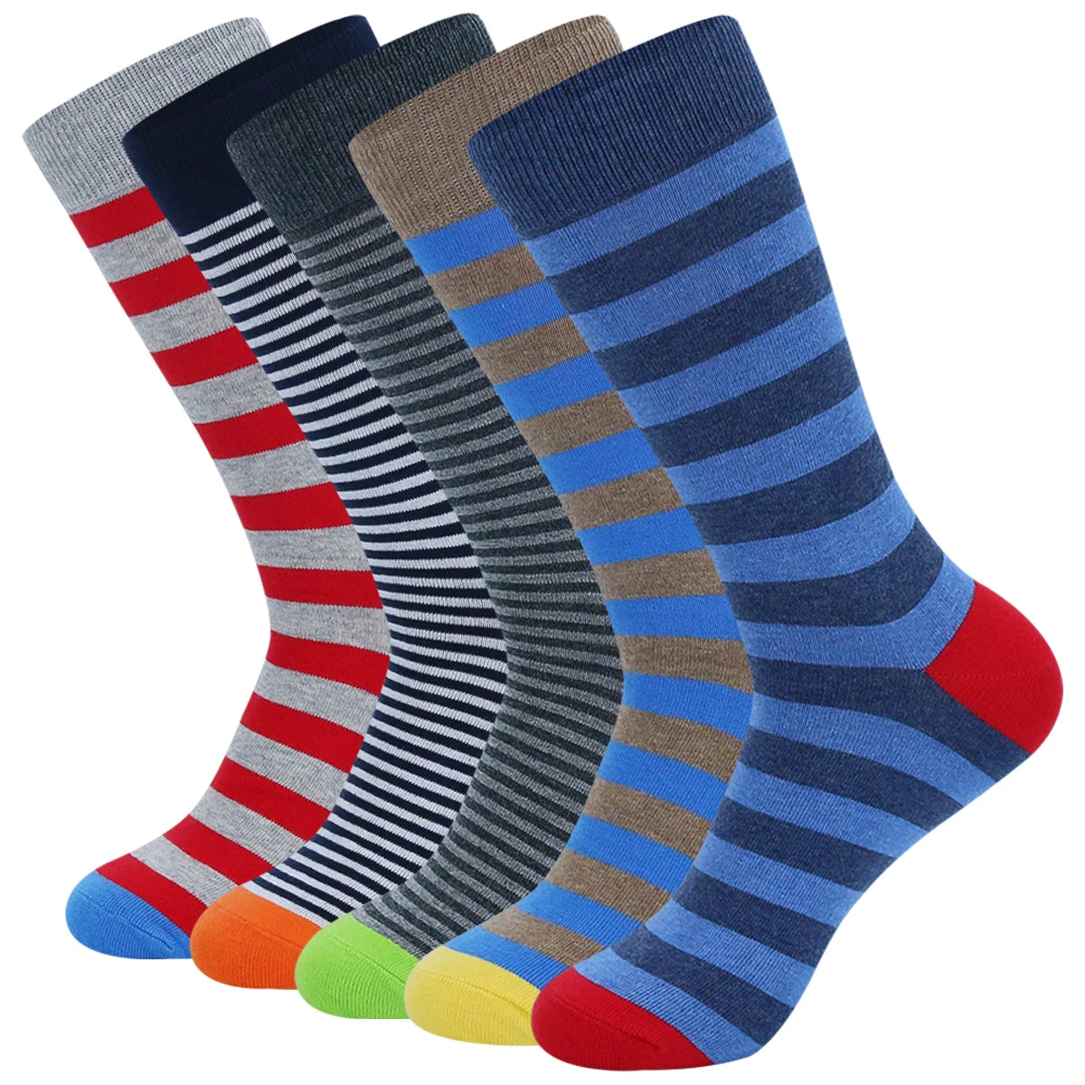 Men's Colorful Striped Dress Socks - 5 Pack