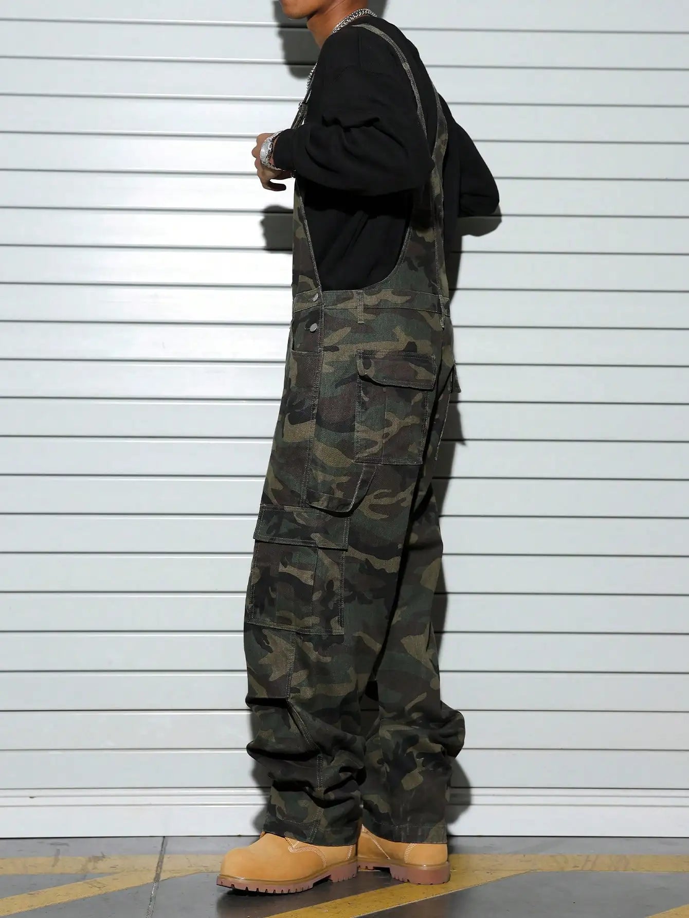 Men's Street Camo Bib Overalls - Multi Pocket Design