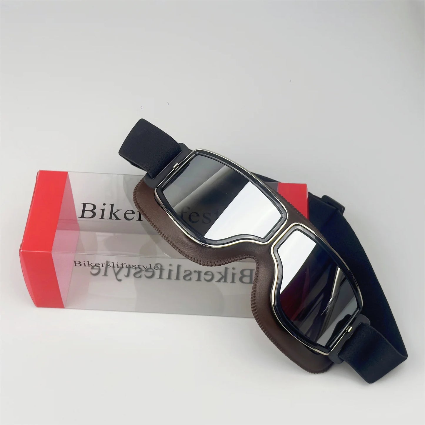 Windproof Retro Motorcycle Glasses - Universal Leather Sunglasses