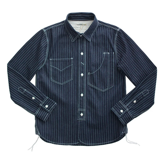 12.5oz Heavyweight American Vintage Casual Wabash Indigo Denim Shirts for Men 100% Cotton Workwear Tops