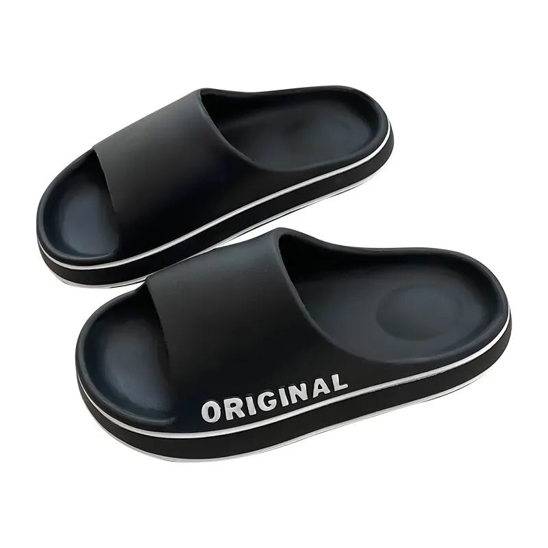Solid Color Anti Slip Beach Slides - Thick Sole Sandals