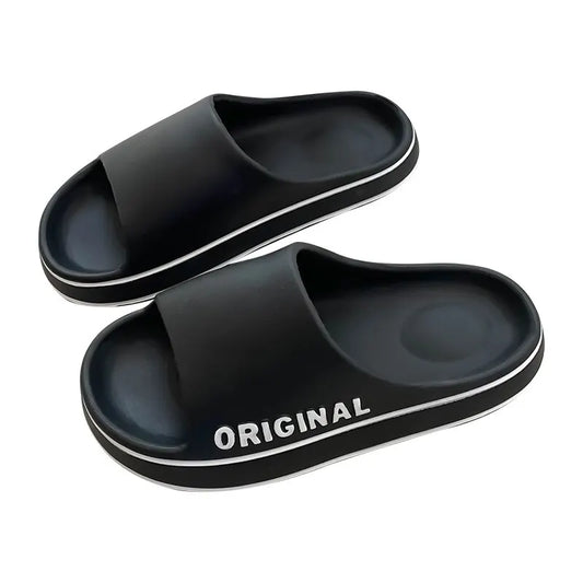 Solid Color Anti Slip Beach Slides - Thick Sole Sandals