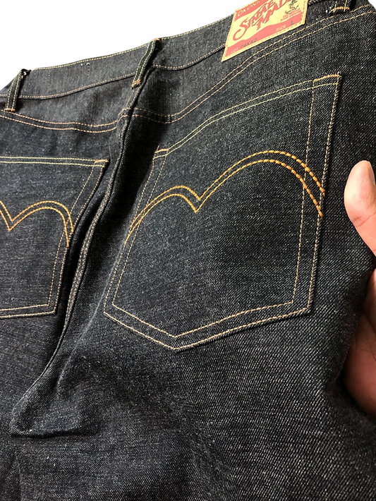 15oz Original Heavyweight Red Selvedge Washed Denim Jeans Vintage