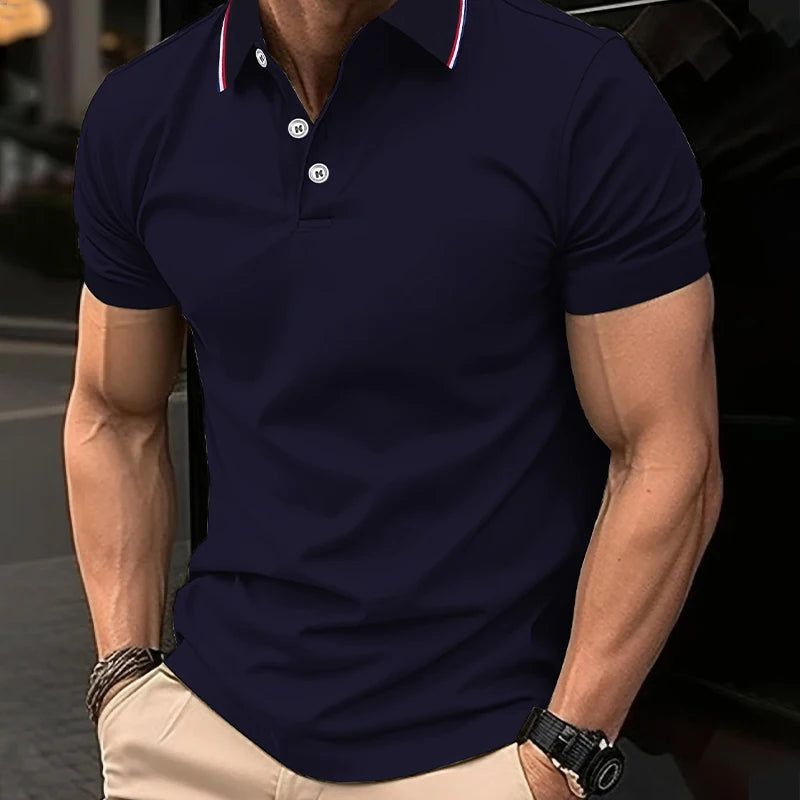Casual Breathable Polo Shirt - Solid Color