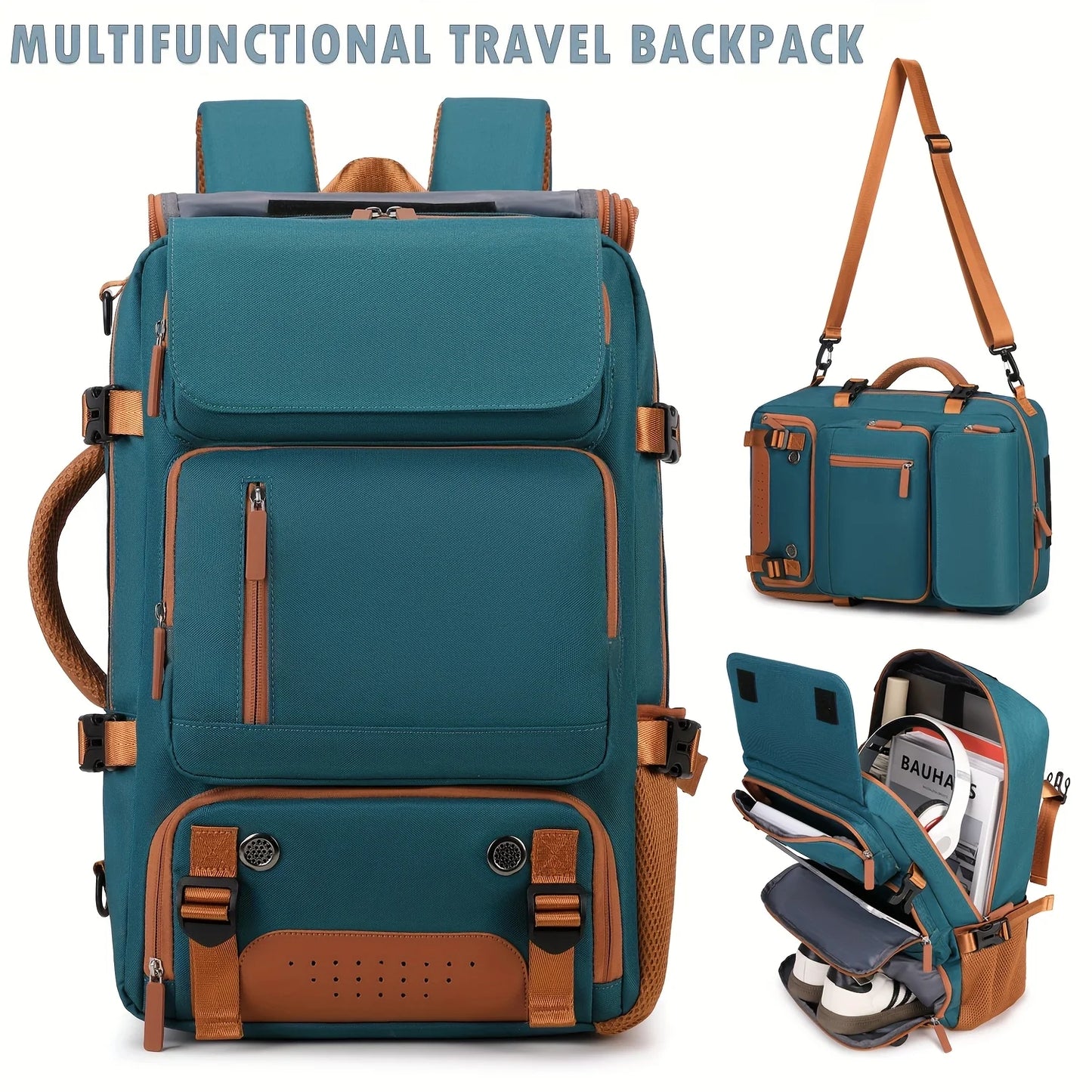 Large Capacity Lightweight Convertible Backpack with Laptop Compartment