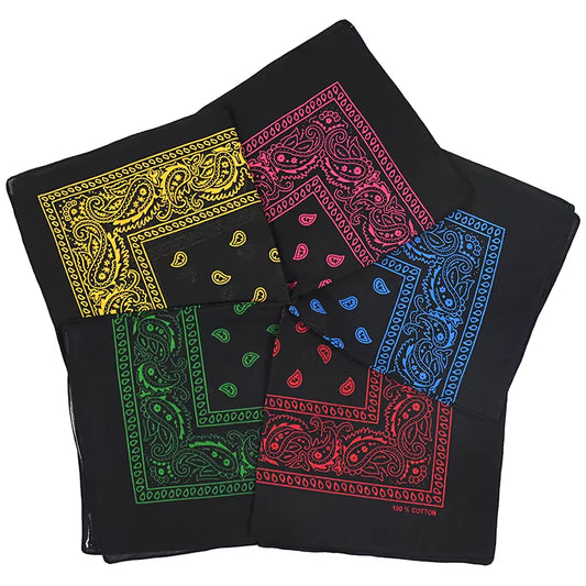 Black Paisley Bandana Kerchief Scarf