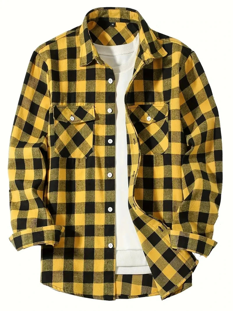 Men's Cotton Long Sleeve Plaid Flannel Lumberjack Shirts