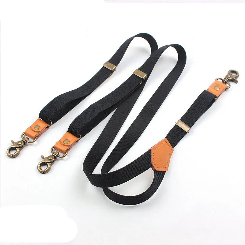 Vintage Men's Suspenders with 3 Hooks - Adjustable Casual Trouser Suspenders