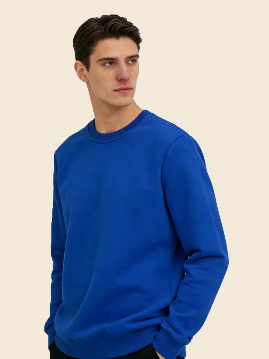 Men's Crew Neck Sweatshirts Solid Color Outdoor Casual Daily Long Sleeve Pullover Hoodie Man Sportswear