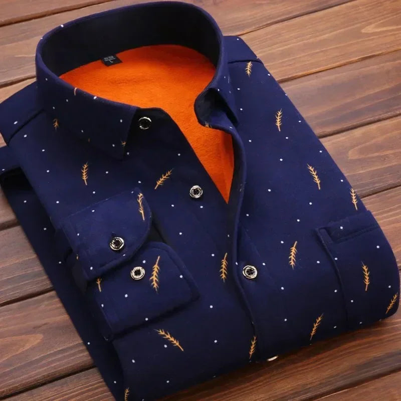 Men's Long Sleeve Plaid Flannel Shirts - Fur Lined