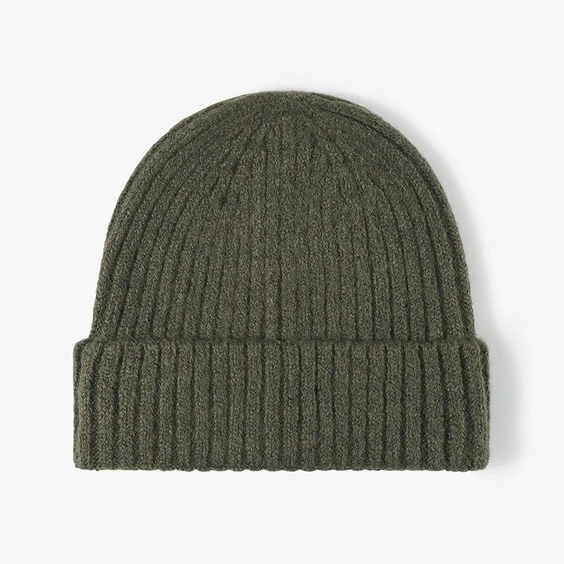 Thick Wool Beanie Hat - Warm Knitted Cap