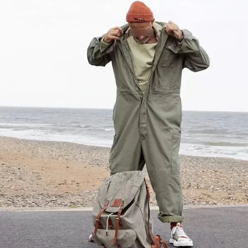 Men's Multi Pocket Work Jumpsuit - Loose Fit