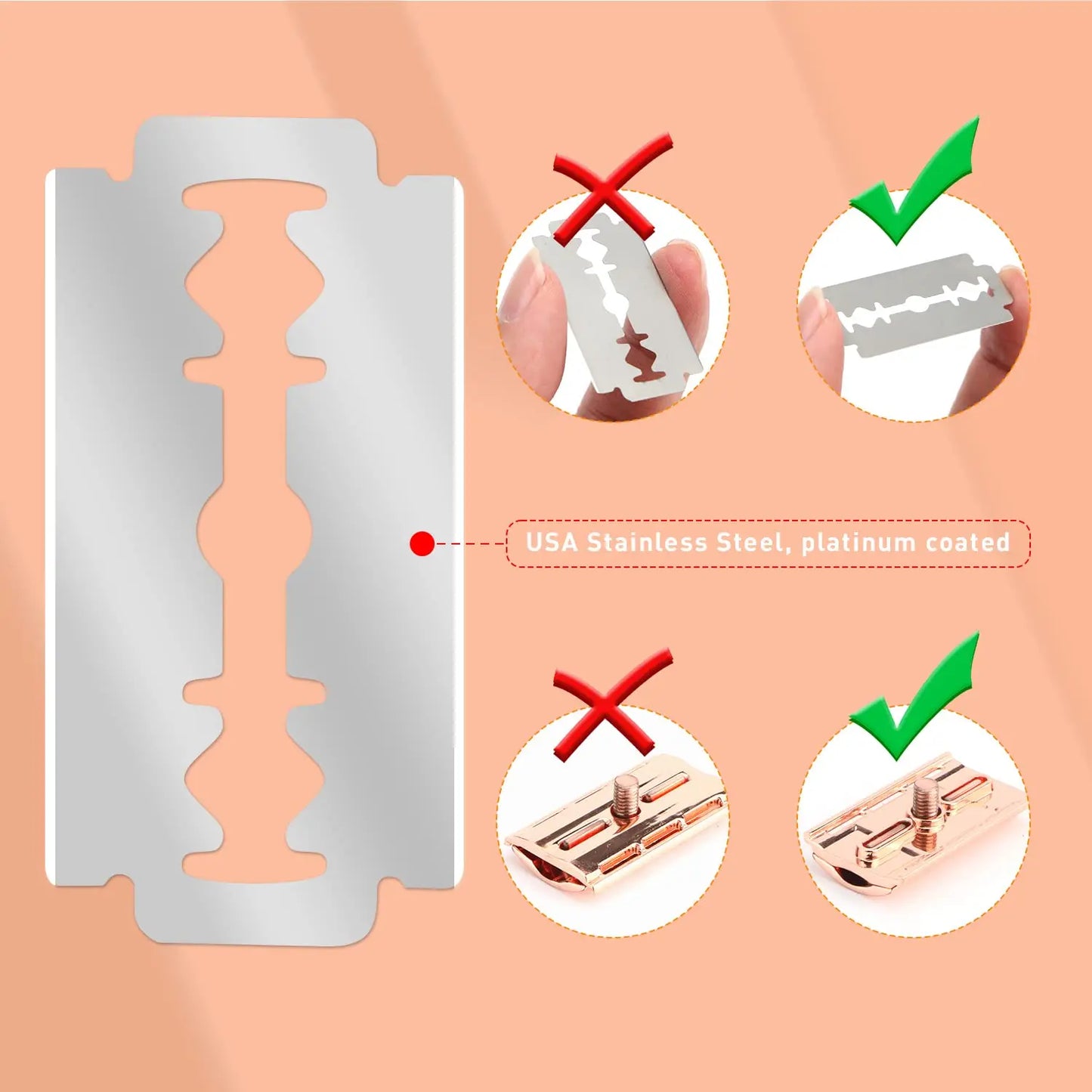 Reusable Double Edge Safety Razor 10 Blades for Men Metal DE Razor