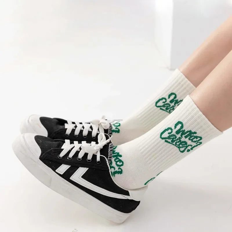 Green Japanese Cotton Mid Tube Socks