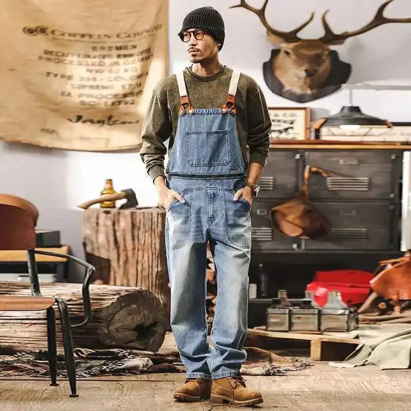 Men's Denim Overalls With Adjustable Straps