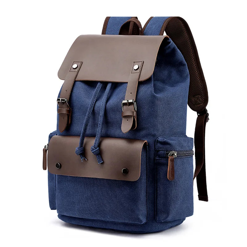 Vintage Canvas Laptop Backpack For Men 15.6 Inch Travel School Bag