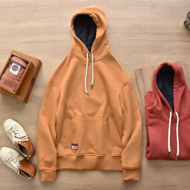 Vintage Solid Color Washed Heavyweight Hoodie