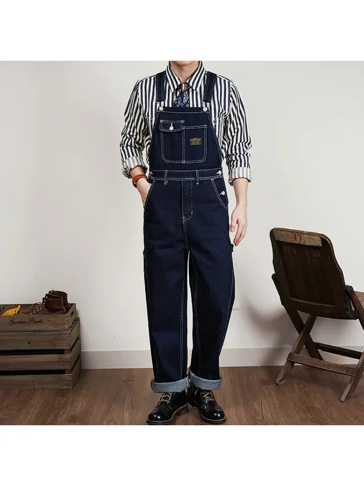 American Vintage Raw Wabash Blue Denim Overalls