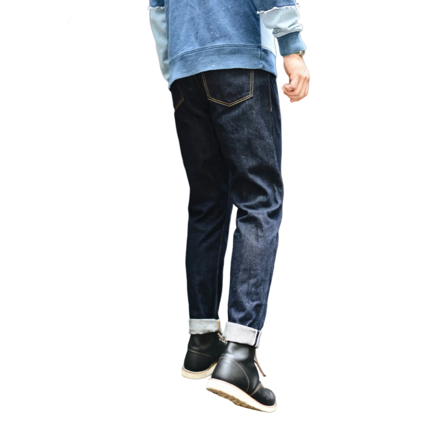 Men's Sanforized Selvedge Denim Jeans in Indigo and Black