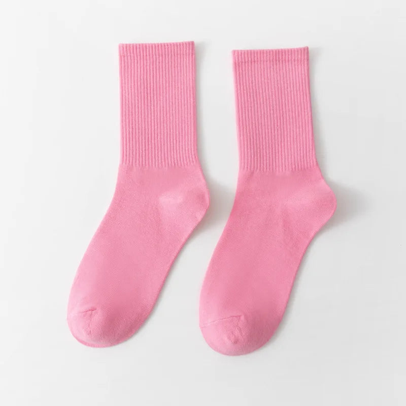 1 Pair Unisex Solid Color Breathable Cotton Socks