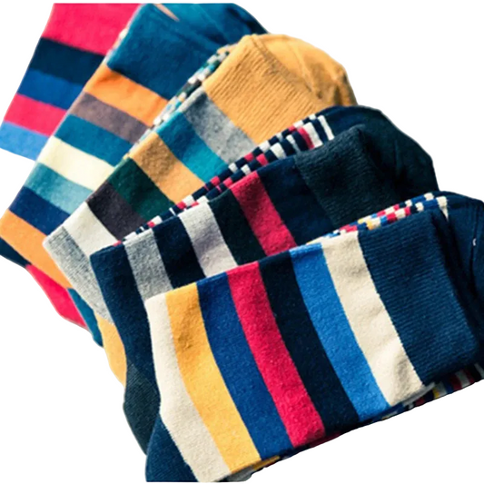 5 Pairs Men's Striped Cotton Socks