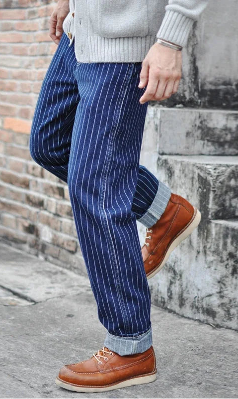 Striped Wabash Jeans for Men - Vintage Denim Work Pants - American Railroad Style - Slim Fit